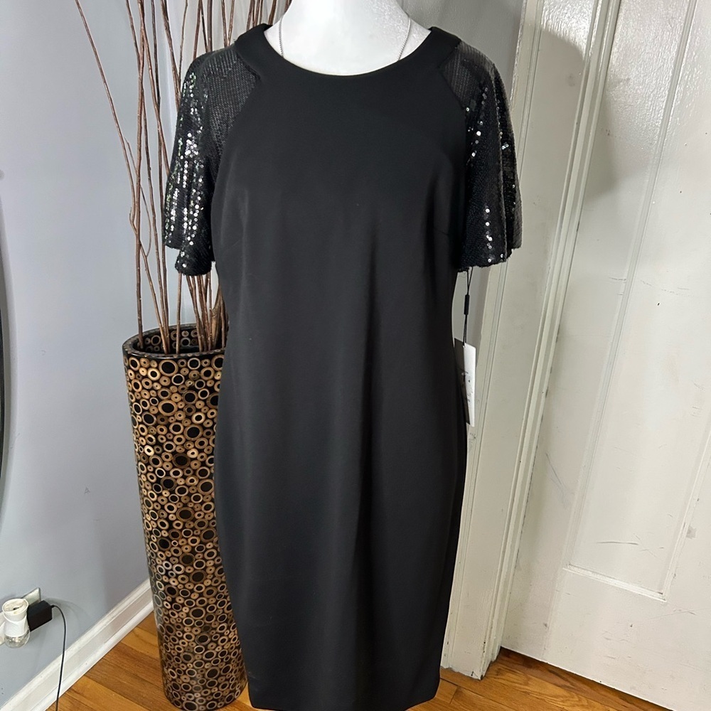 NEW 🆕 Calvin Klein Black Sequin Sheath Mini Dress